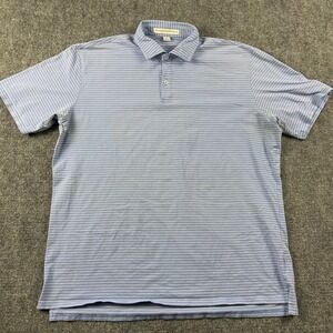 Holderness & Bourne Polo Shirt Mens XL Blue Striped Pima Cotton Tailored Fit